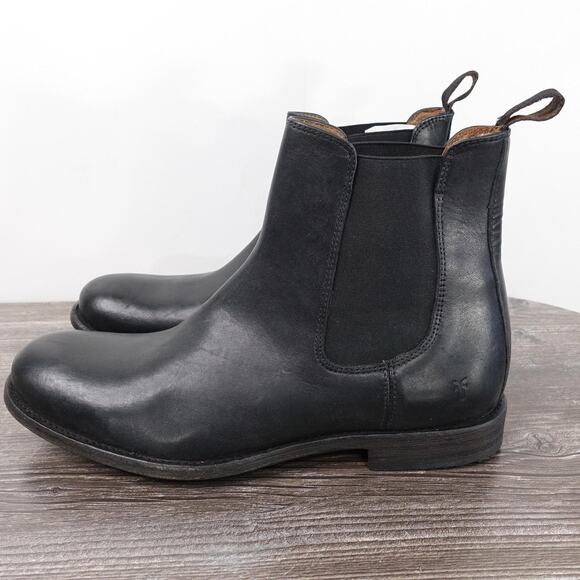 Frye Boots Mens Size 9 D Black Leather Chelsea Ankle Pull On Casual Dress Shoes - Picture 2 of 10